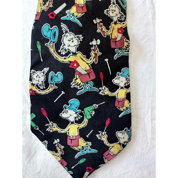 Dr Seuss Silk Green Eggs & Ham 1994 Vintage Mens Silk Tie Necktie Tools Sam I Am - Picture 4 of 4